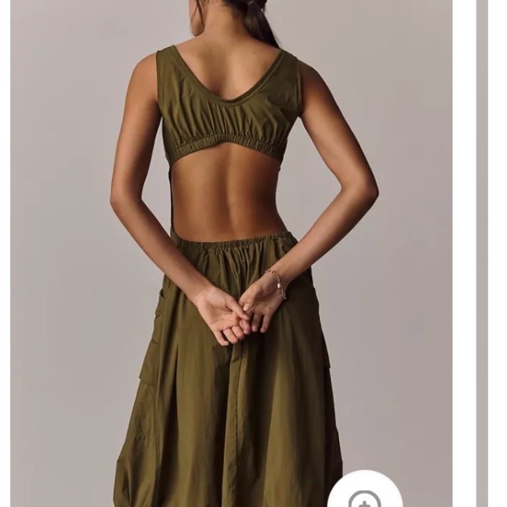 Olive Green Fast Pack Bubble Hem Women's Dress - Picture 2 of 2